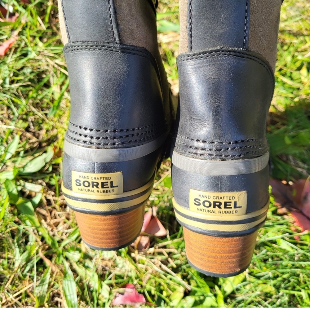 Sorel Carly Conquest Tall Waterproof Heel Boots Women's New Black Brown 1897-270